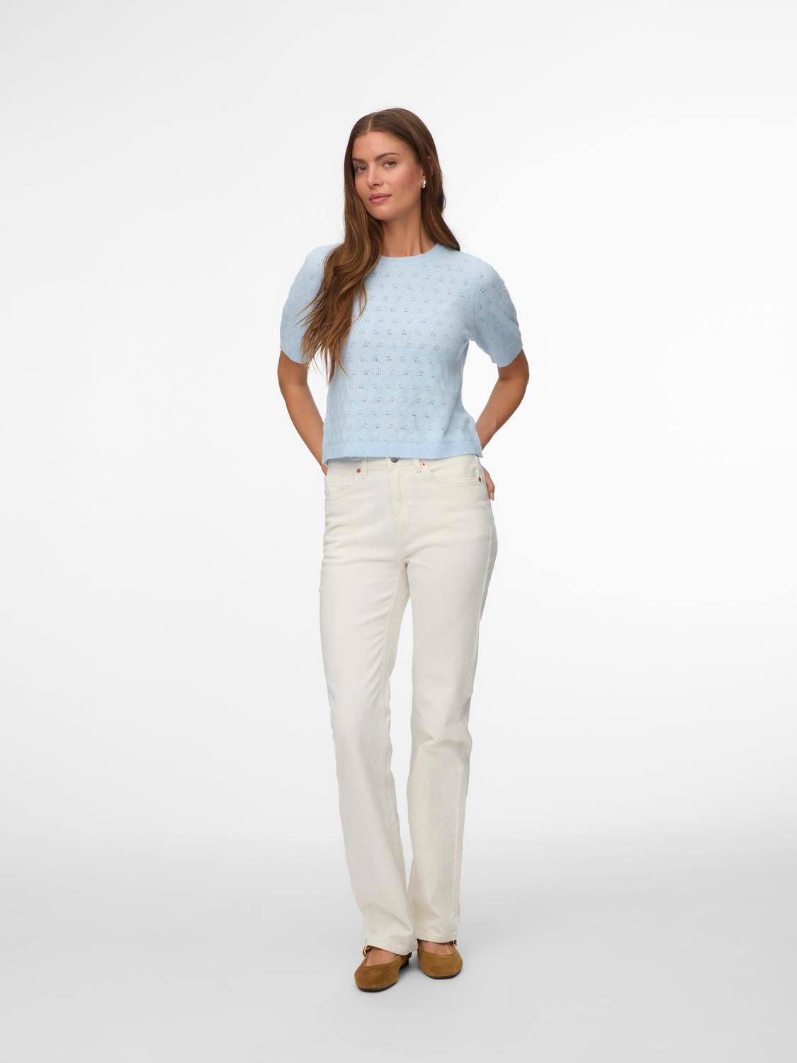 Vmdoffy Stitch 2/4 O-Neck Pullover Noos Blå