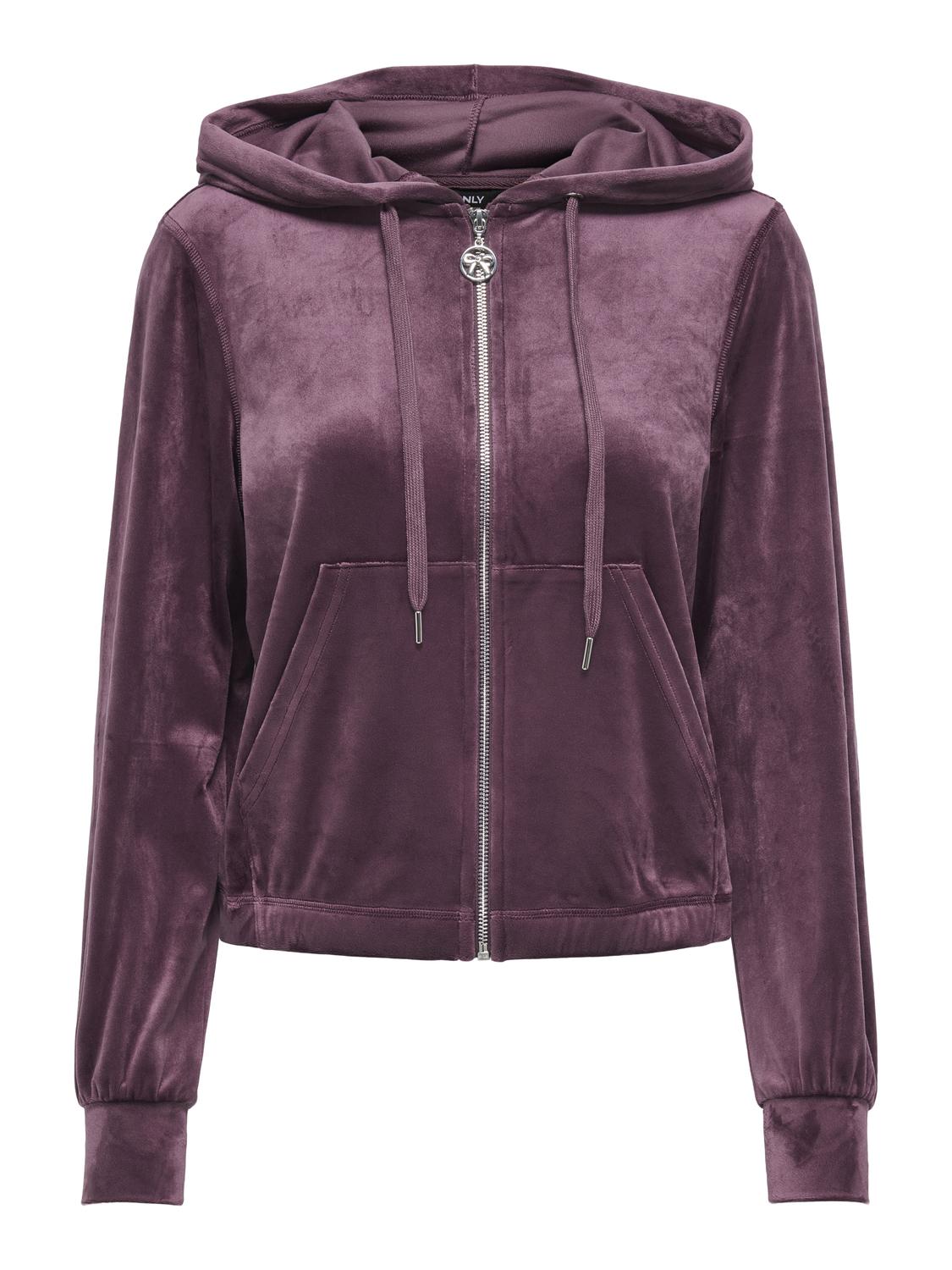 Onlrebel L/s Zip Hood Swt Mørkelilla