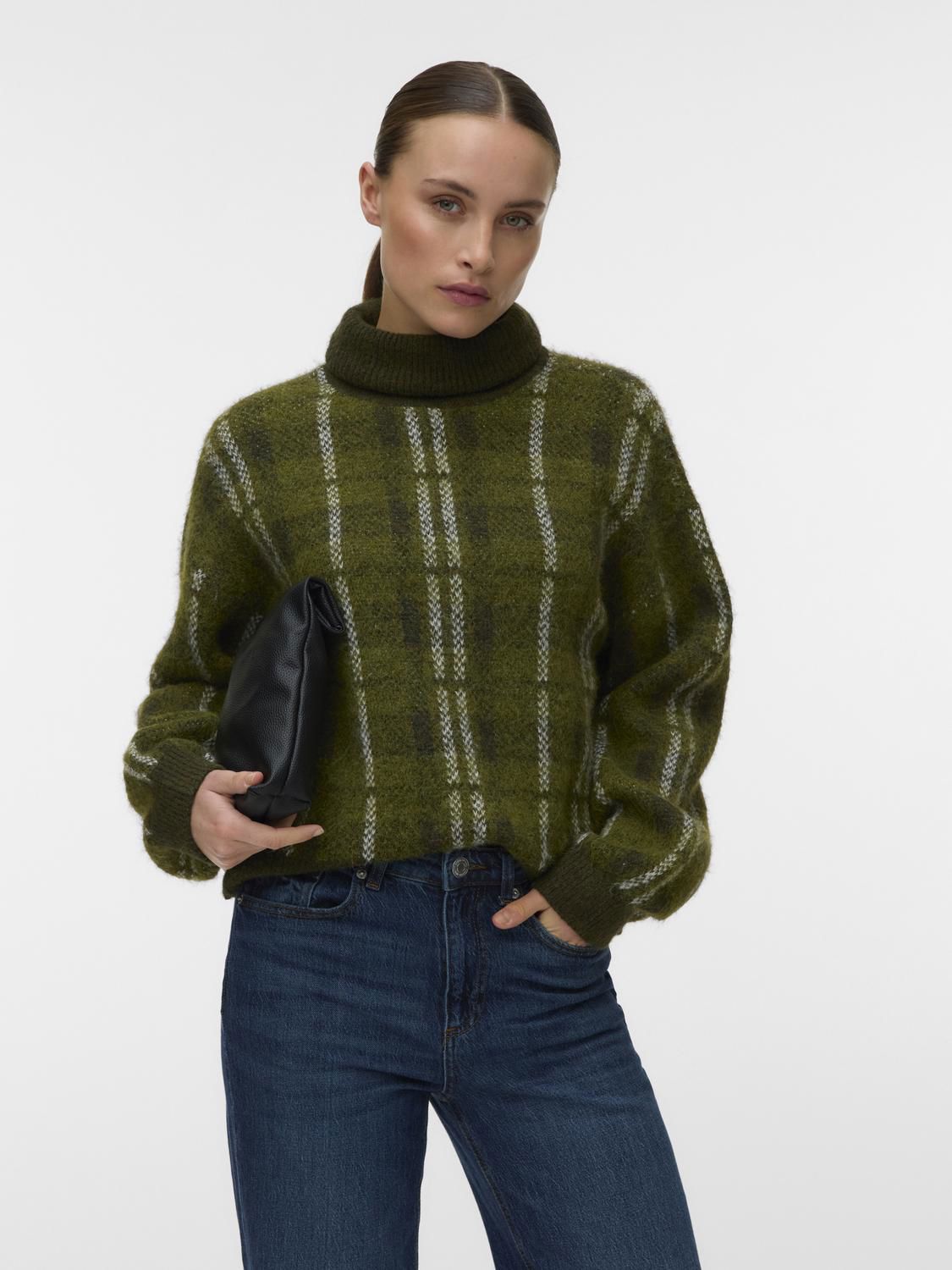 Vmtoby Ls Highneck Pullover Grønn