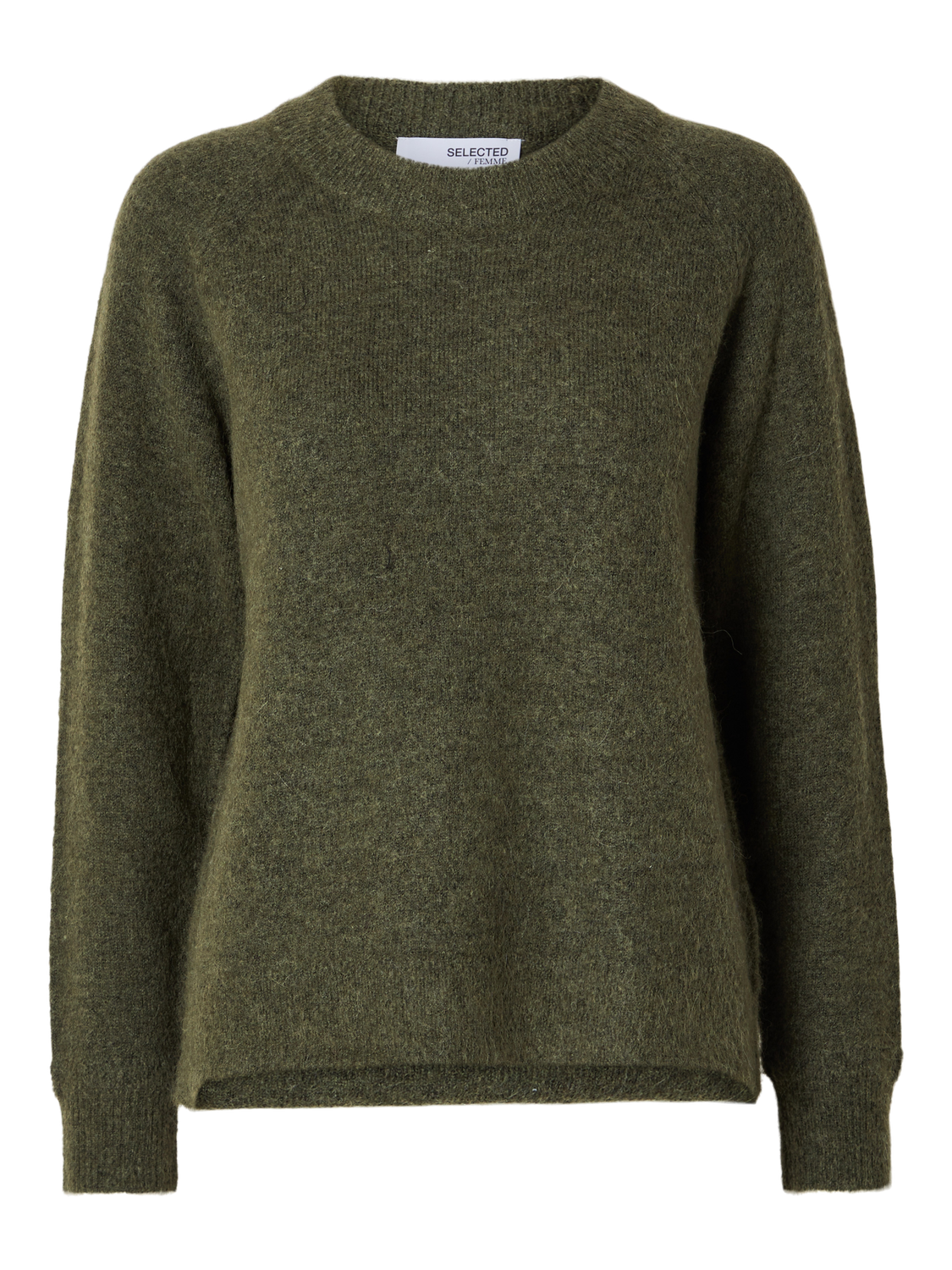 Slflulu Ls Knit O-Neck Noos Mellomgrønn