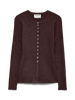 Awukino Ls O-Neck Knit Cardigan Mørkerød