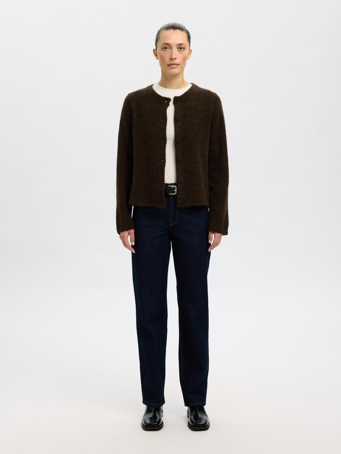 Slflulu New Ls Knit Cardigan Noos Brun