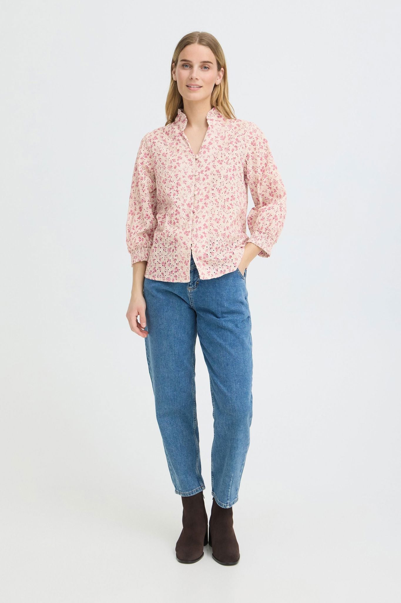 Pzdolores 3/4 Sl Blouse Beige