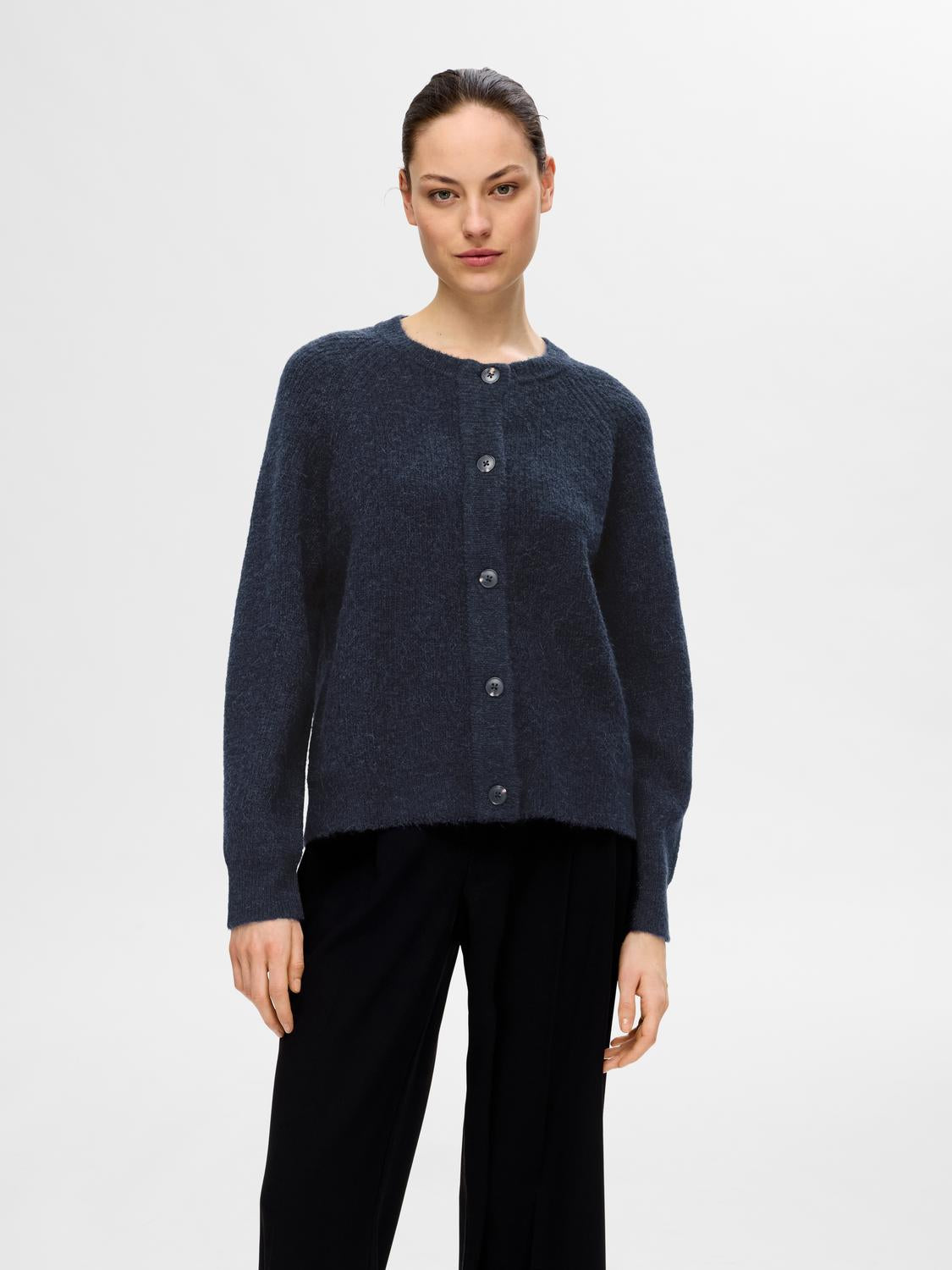 Slflulu Ls Knit Short Cardigan Noos Blå