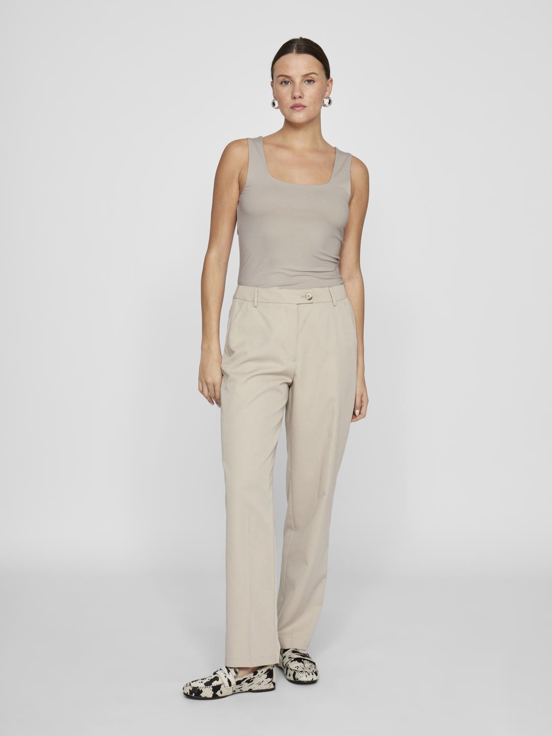 VIKENZA U-NECK S/L TANK TOP - NOOS Lysegrå