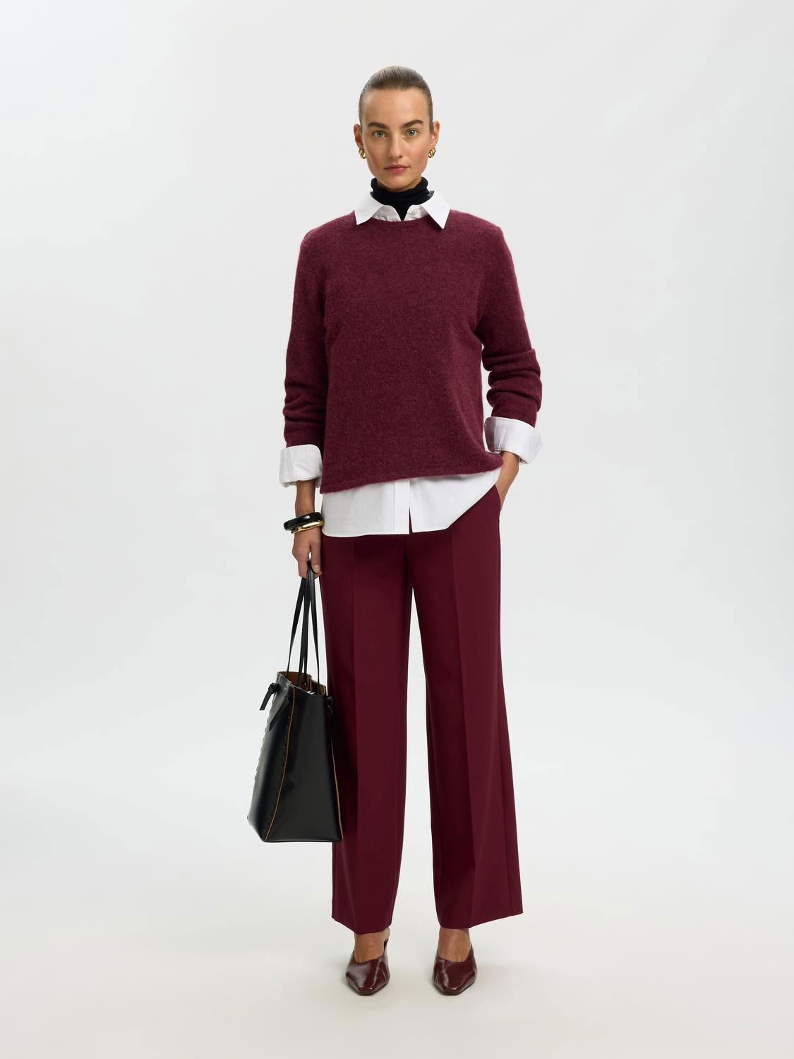 Slwlulu New Ls Knit O-Neck Noos Burgunder
