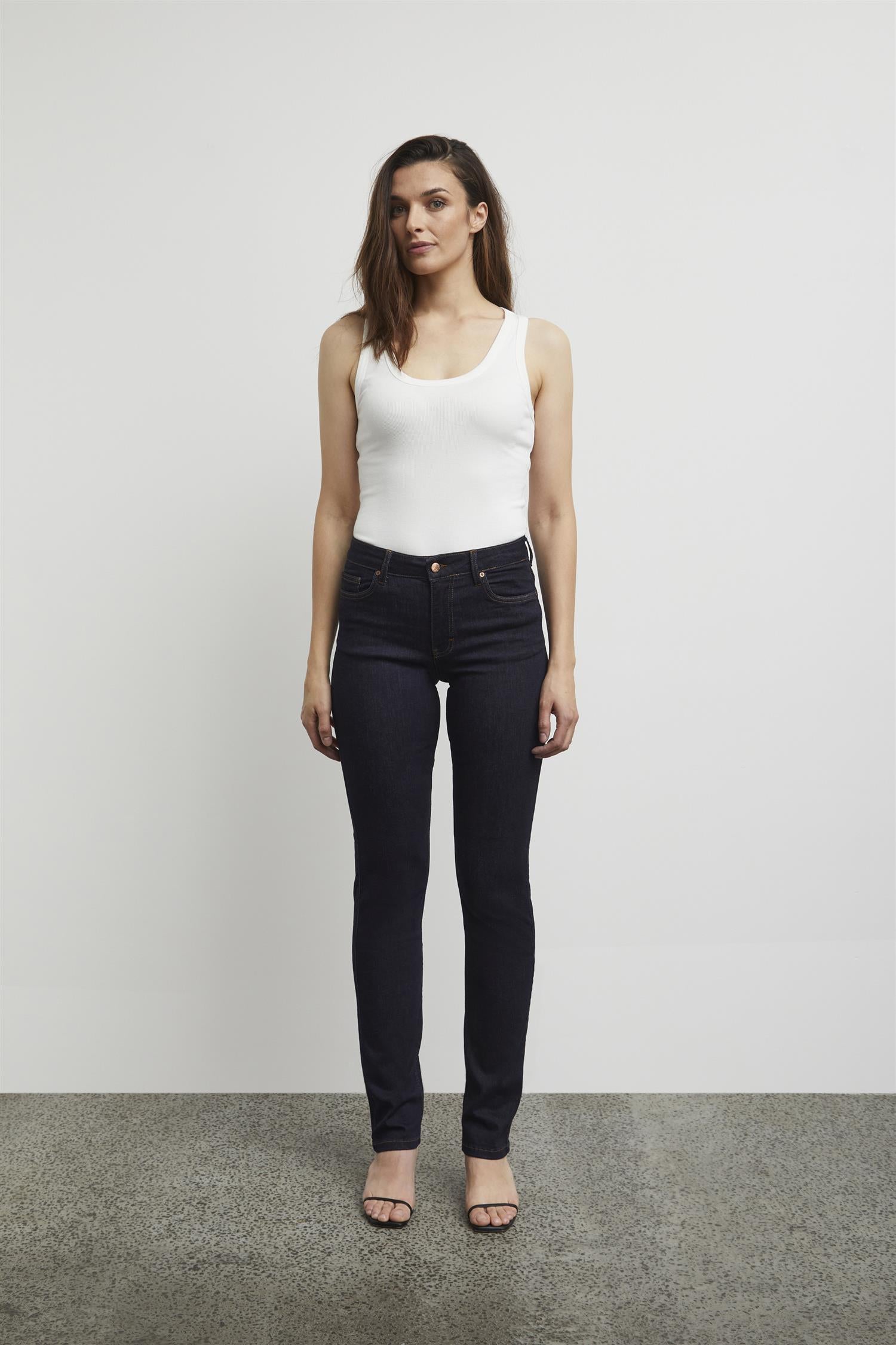 Pzemma Hw Jeans Medium Straight Leg Blå
