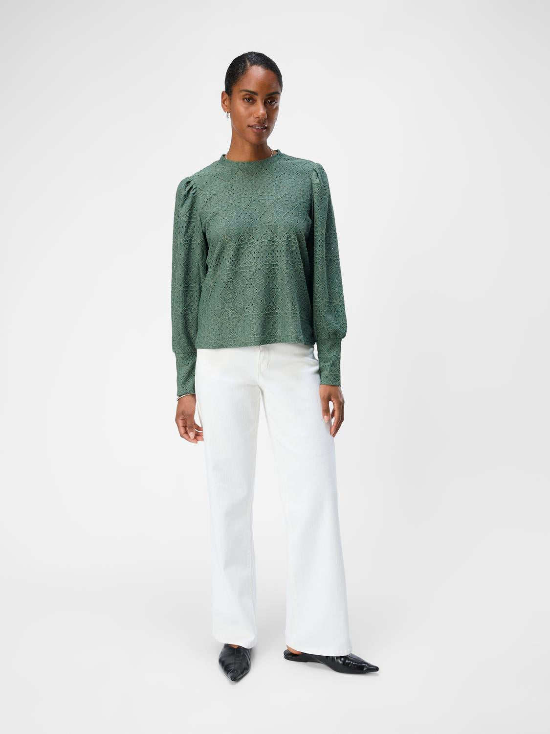 Objfeodora L/s Top Noos Mørkegrønn