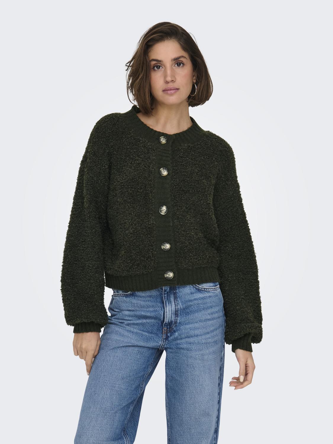 Jdyeira Life L/s Oneck Cardigan Knt Noos Mørkegrønn