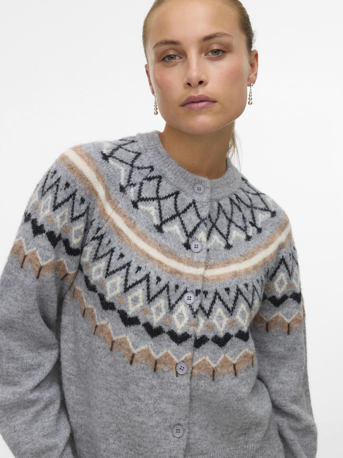 Vmtammy Ls O-Neck Nordic Cardigan Ga Grå