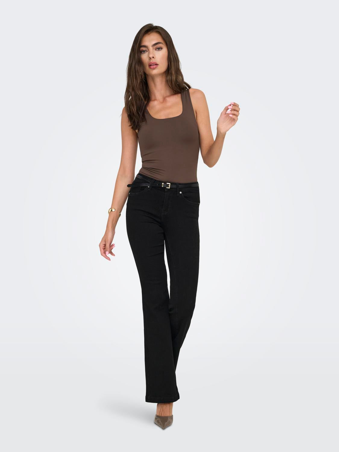 Onlea S/l 2-Ways Fit Top Jrs Noos Mørkebrun