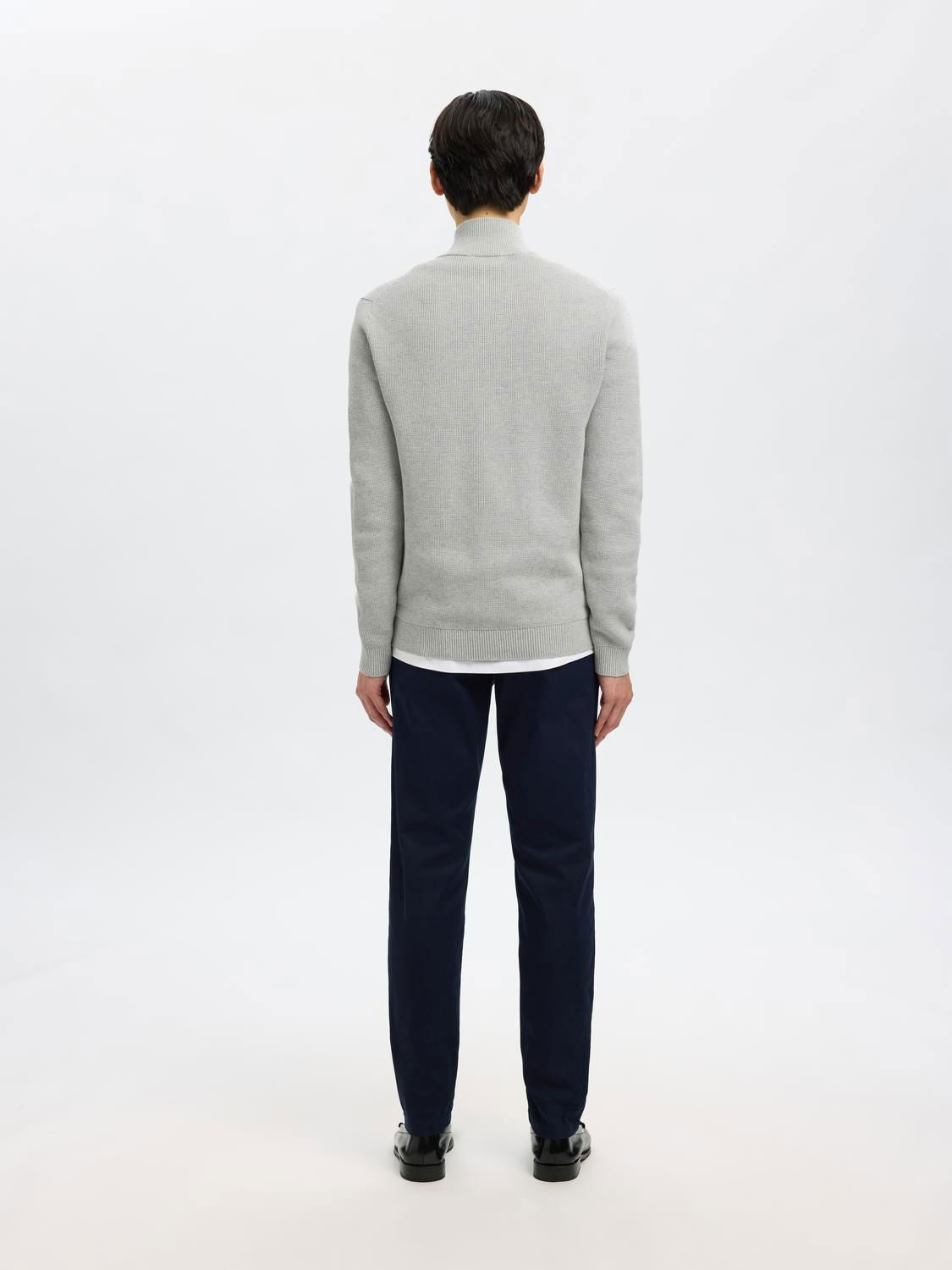 Slmdane Ls Knit Structure Full Zip Noos Grå