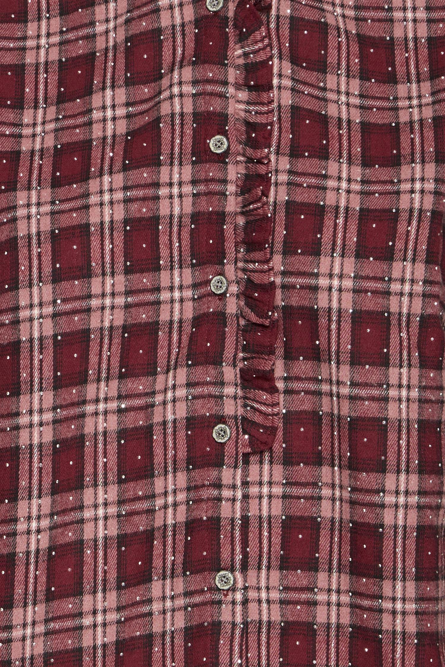 Pzkatelyn Ls Frill Shirt Red Rose Check
