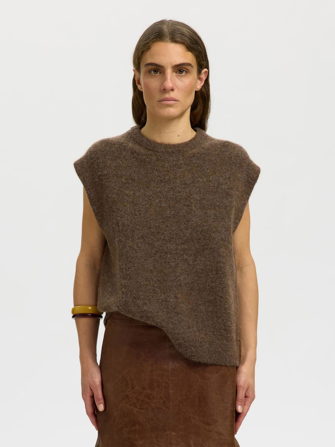 Slwlulu Sl Knit Vest Noos Brun