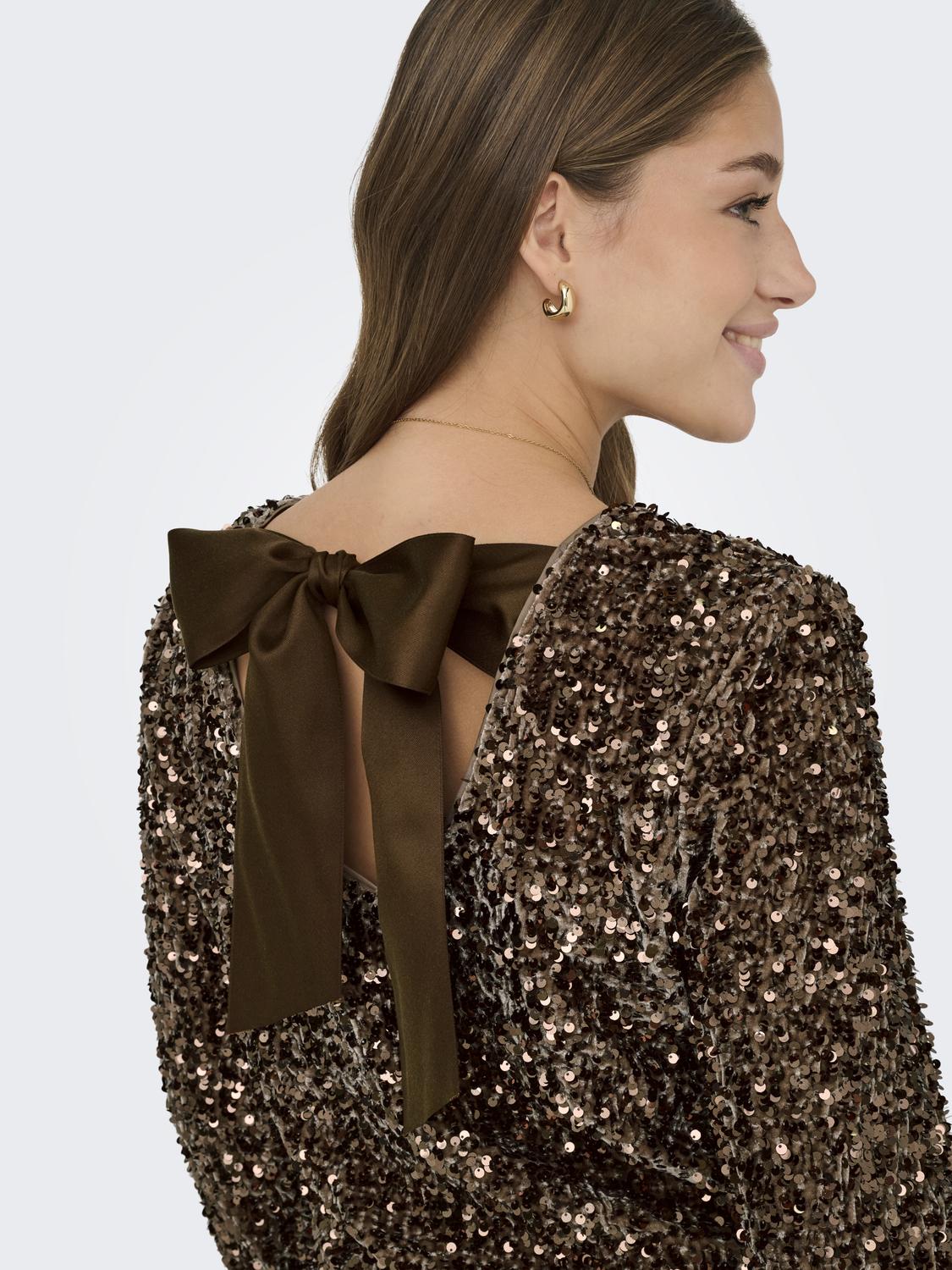Onlconfidence L/s Sequin Bow Top Jrs Mellombrun