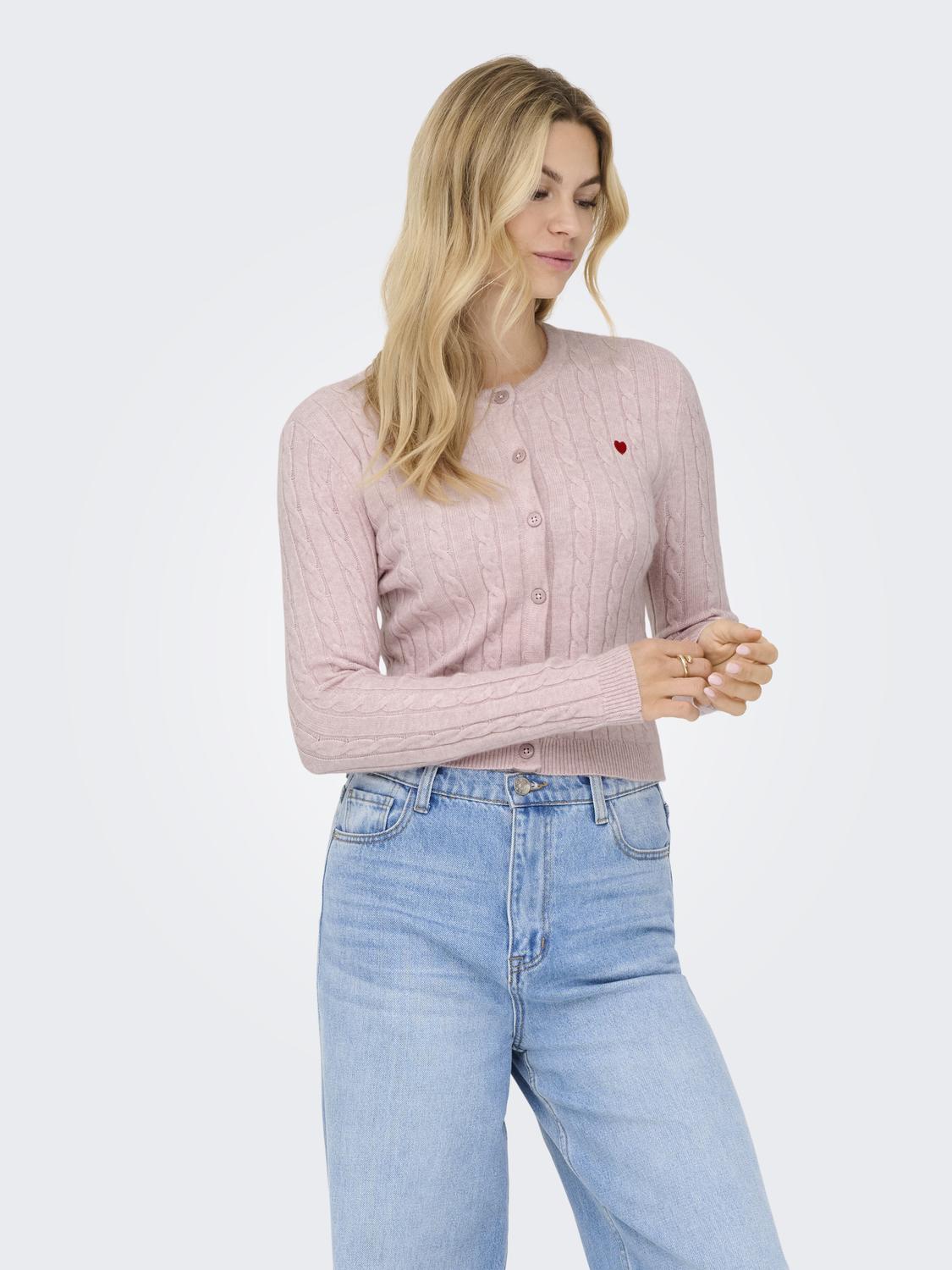 Onlkatia Ls Cable Button Cardigan Cc Knt Rosa