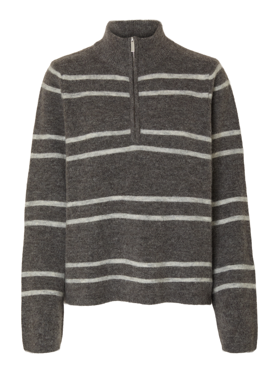 Slflulu Ls Knit Half Zip Noos Mellomgrå