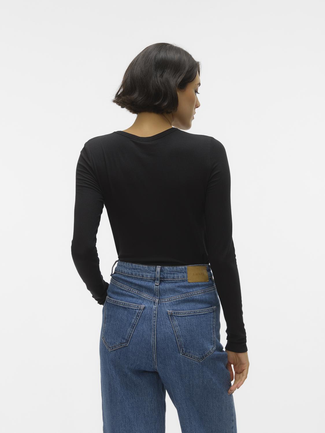 AWIRWINA LS O-NECK TOP NOOS Svart