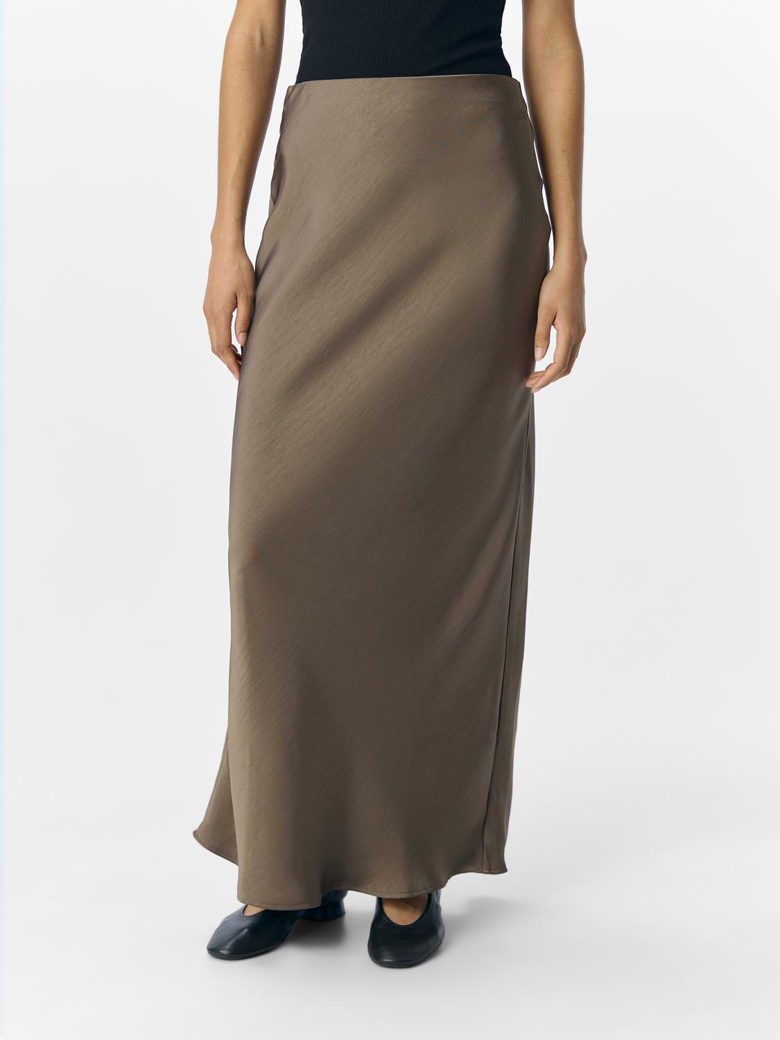 Objchilli Mw Long Skirt Noos Mellomgrå