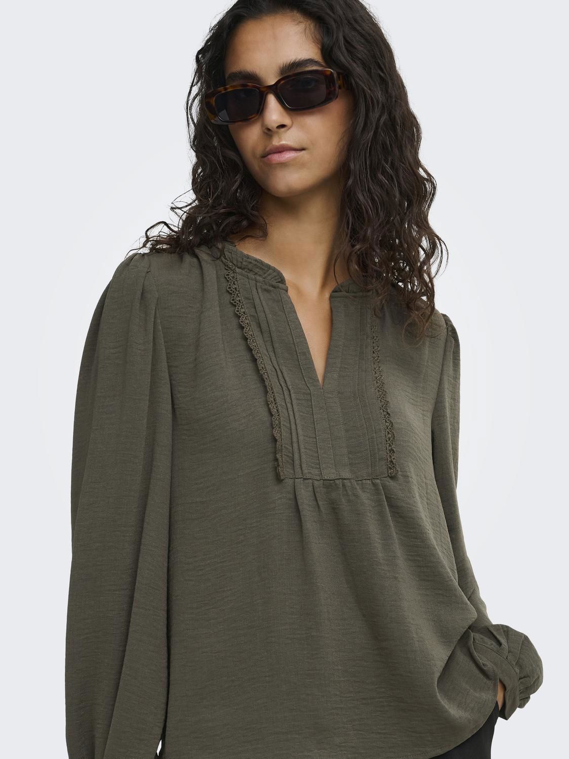 Jdyrachel Life L/s Pintuck Top Wvn Noos Grønn