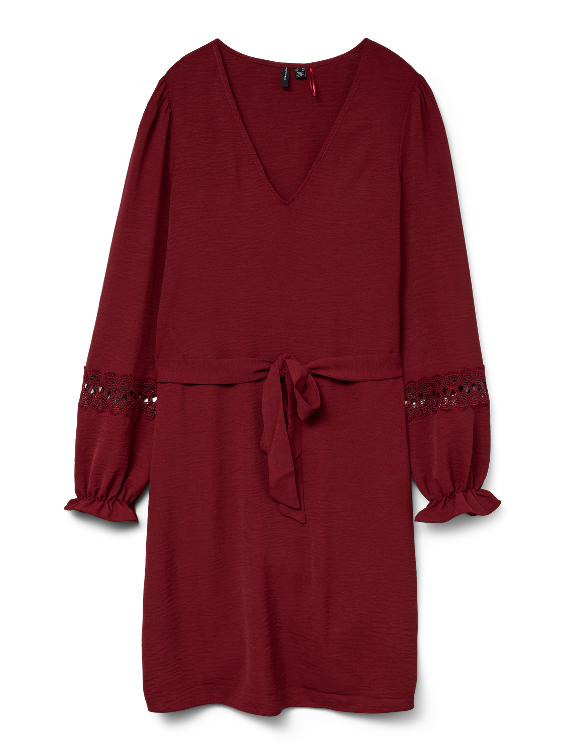 VMALVA LACE LS SHORT DRESS WVN GA BOO Mørkerød