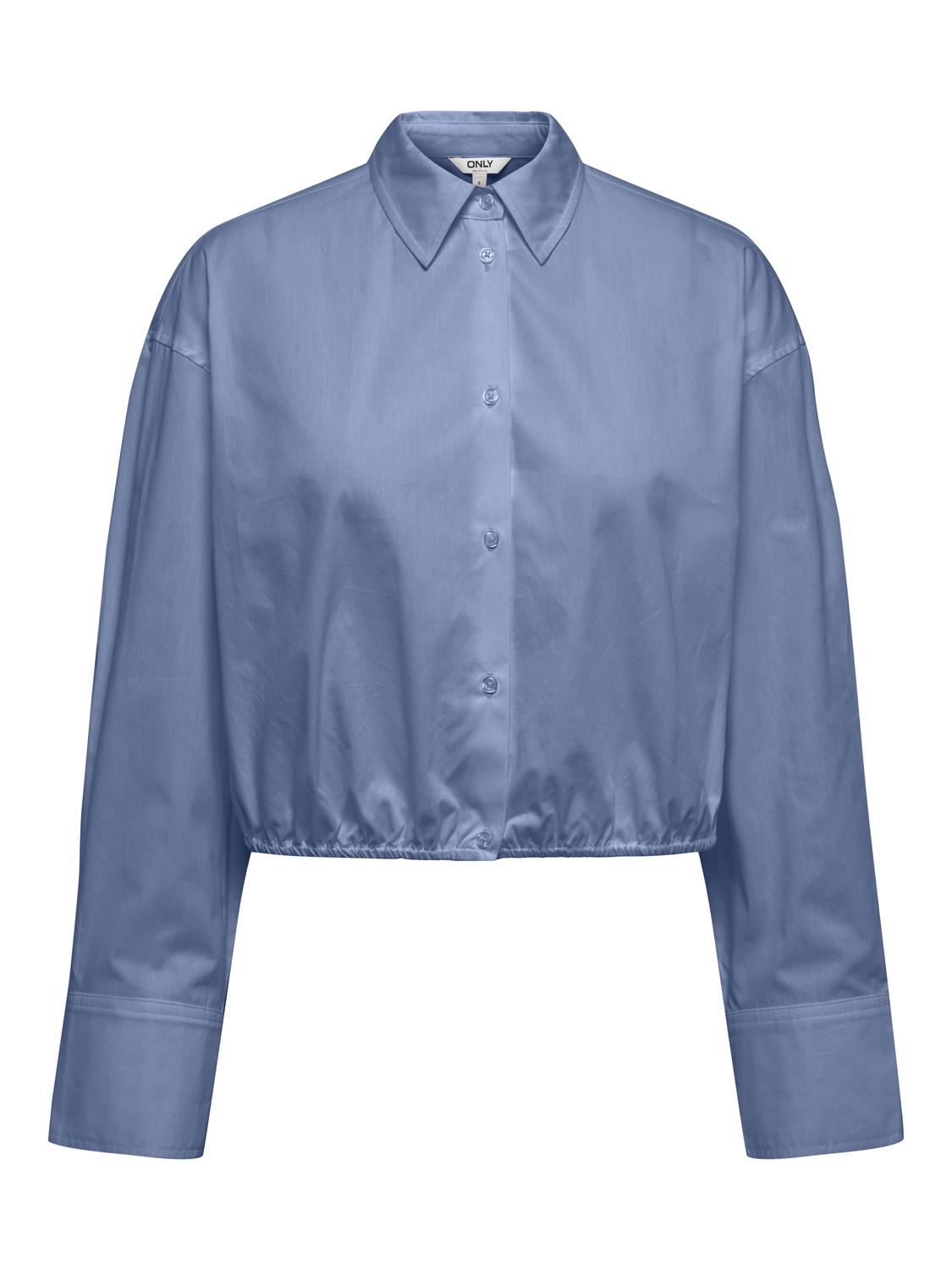 Onlhazel Ls Cropped Elastic Shirt Wvn Blå