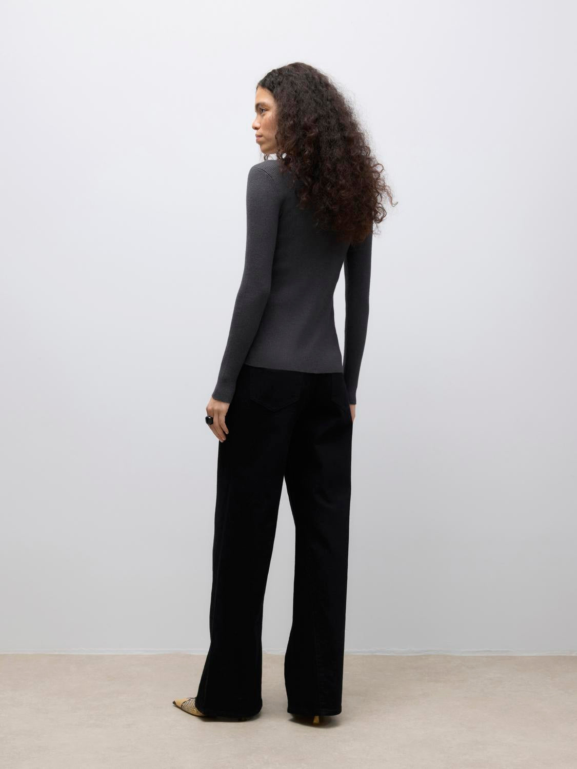 Awukino Ls O-Neck Knit Cardigan Mørkegrå