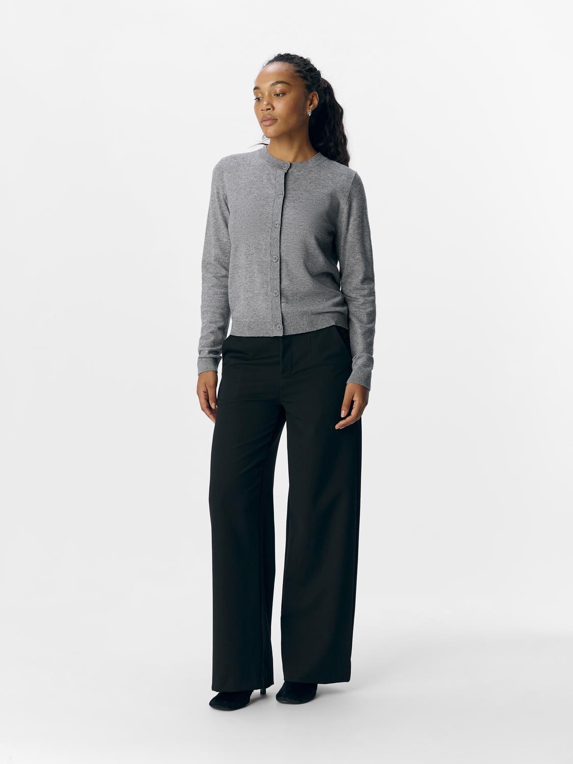 Objthess L/s Short Cardigan Noos Mellomgrå