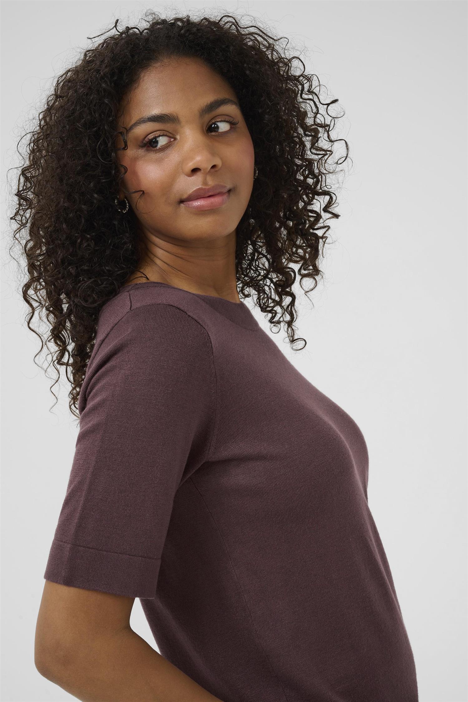 Kalizza Boatneck Solid Pullover Fudge