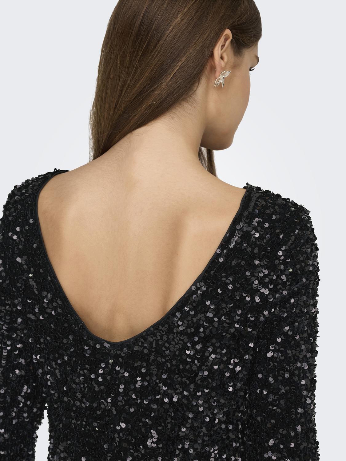 Onlconfidence L/s Deep Sequins Dressjrs. Svart