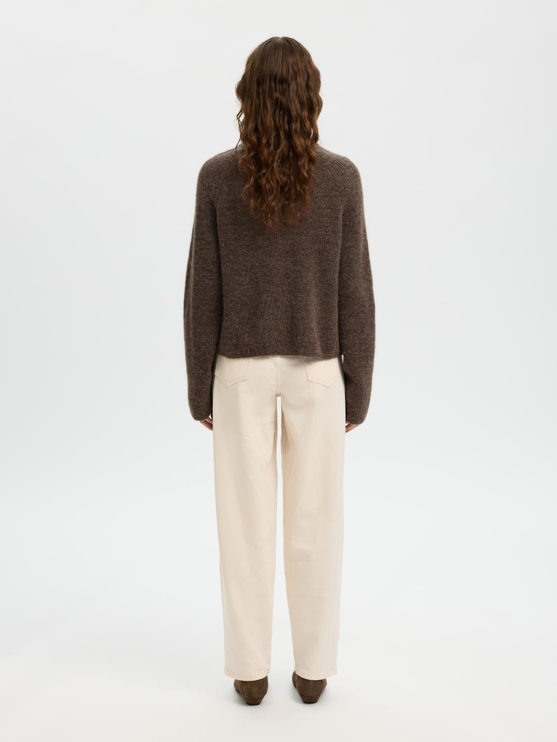 Slfsia Ras Ls Knit Short Cardigan Brun