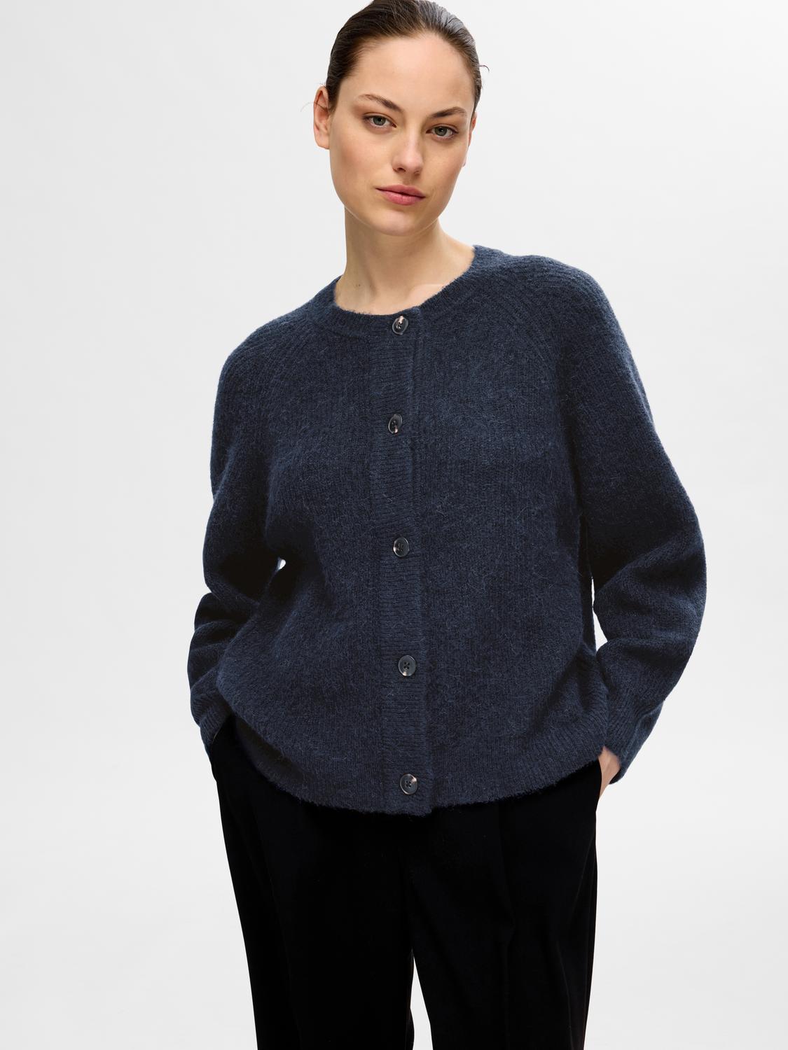 Slflulu Ls Knit Short Cardigan Noos Blå