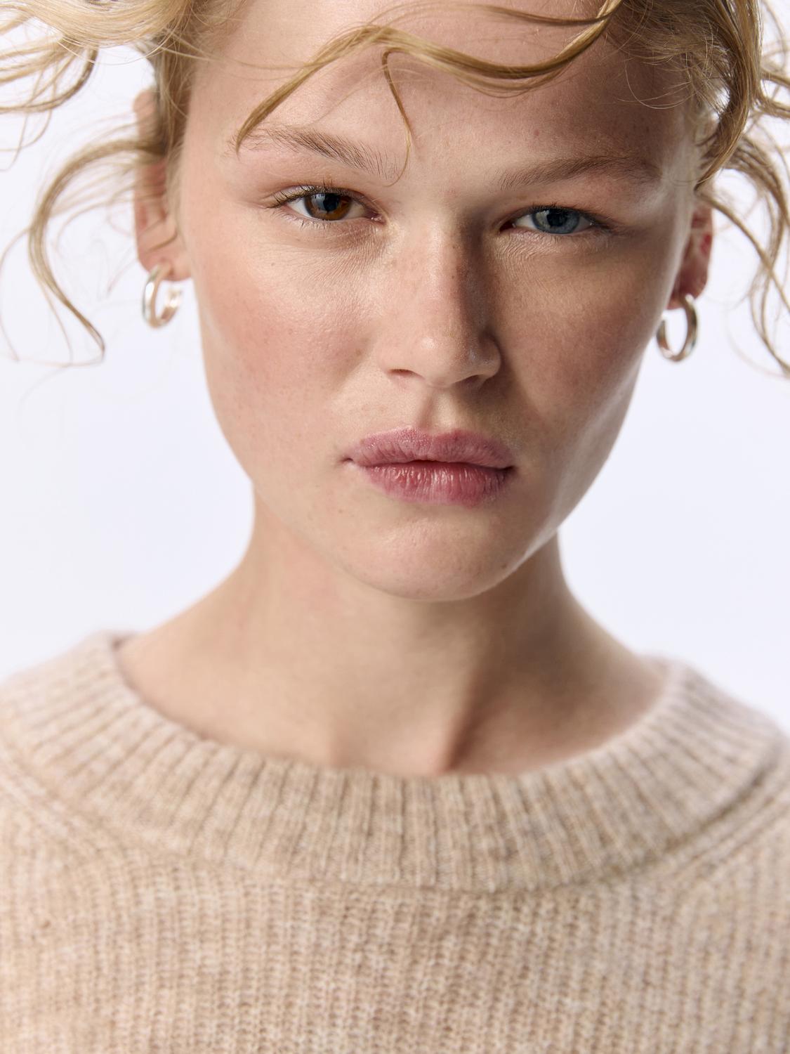 Objabby Ls Re O-Neck Knit Noos Beige