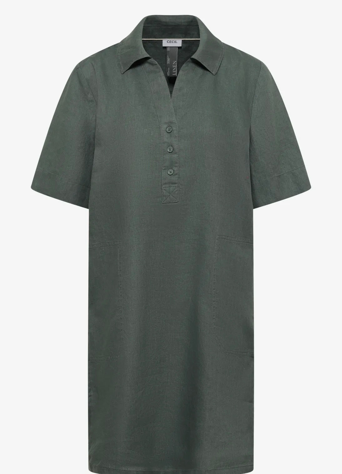 LINEN SOLID DRESS Grønn