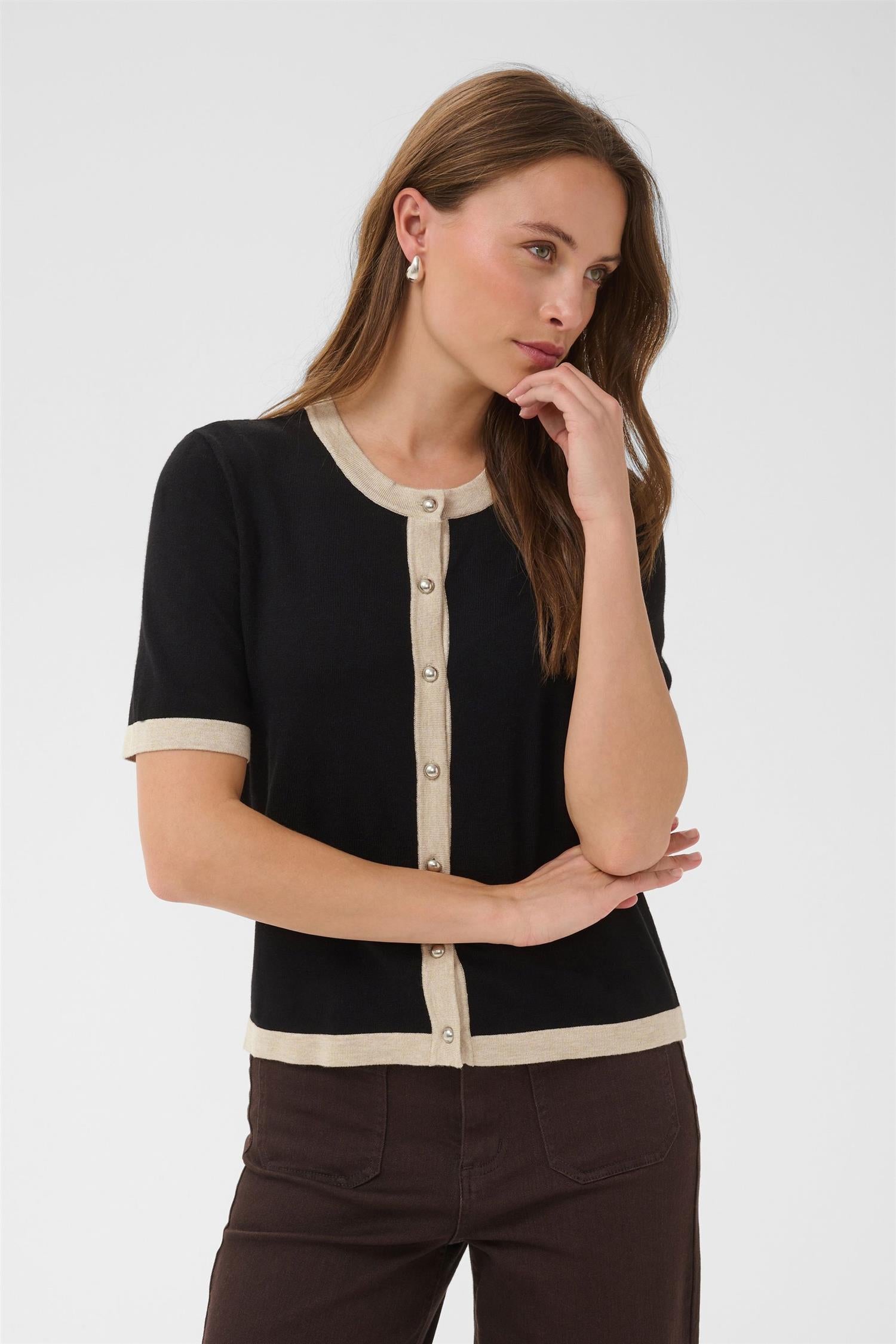 Kalizza Contrast Cardigan Sort