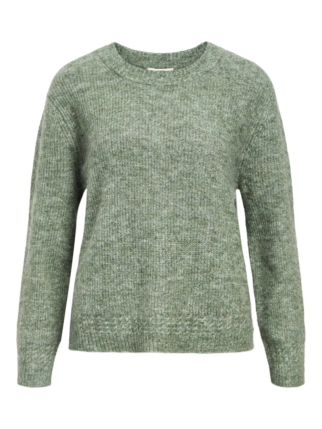 Objabby Ls Re O-Neck Knit Noos Mellomgrønn