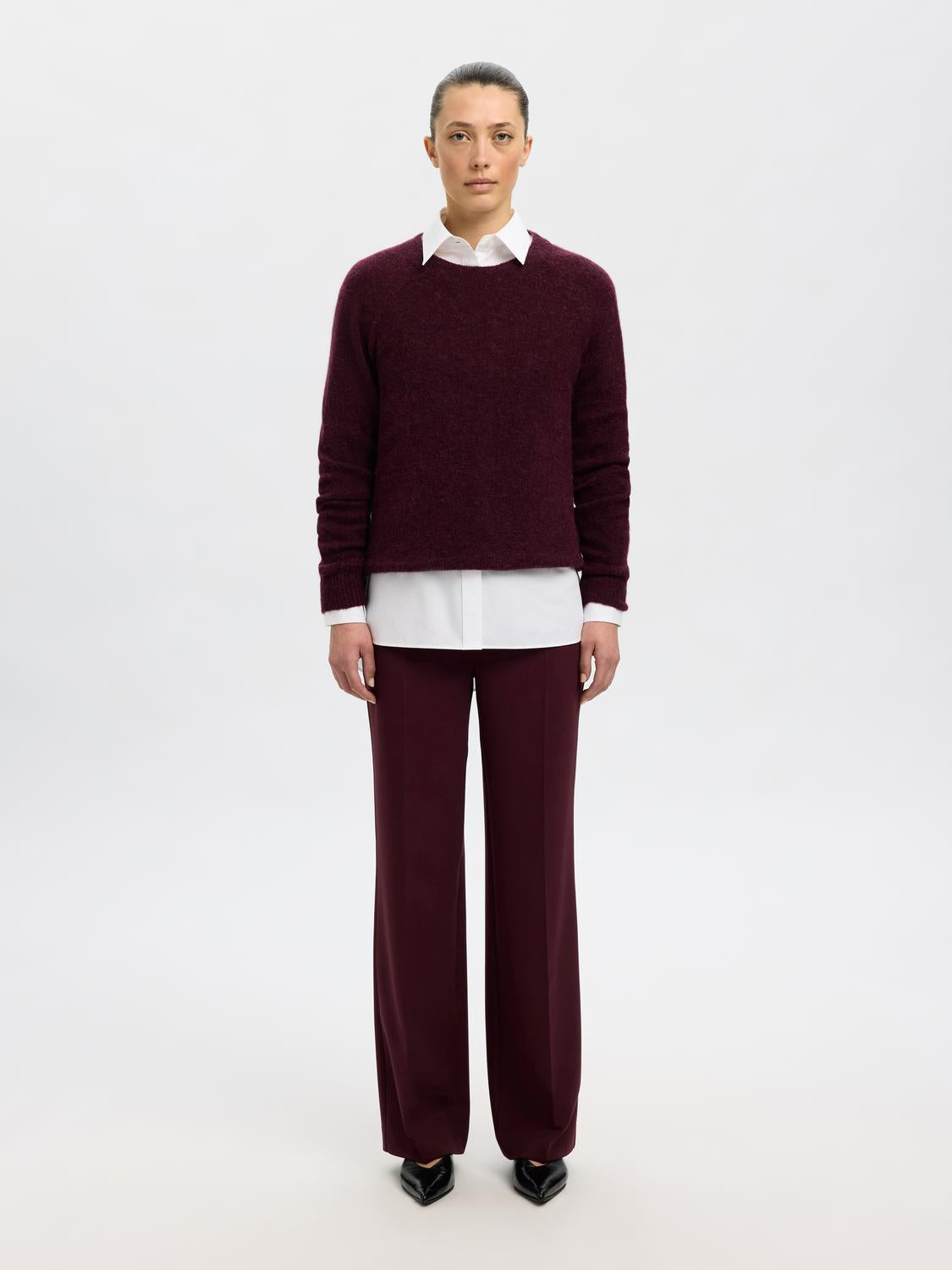 Slflulu Ls Knit O-Neck Noos Lilla