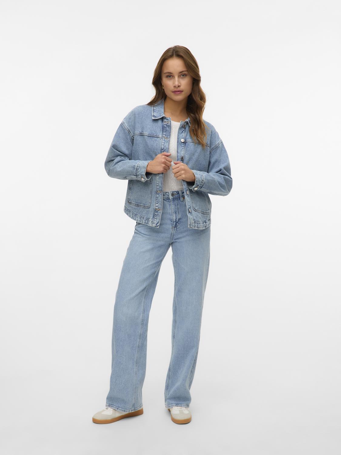 Vmjamie Ls Denim Shacket Mix Ga Noos Blå
