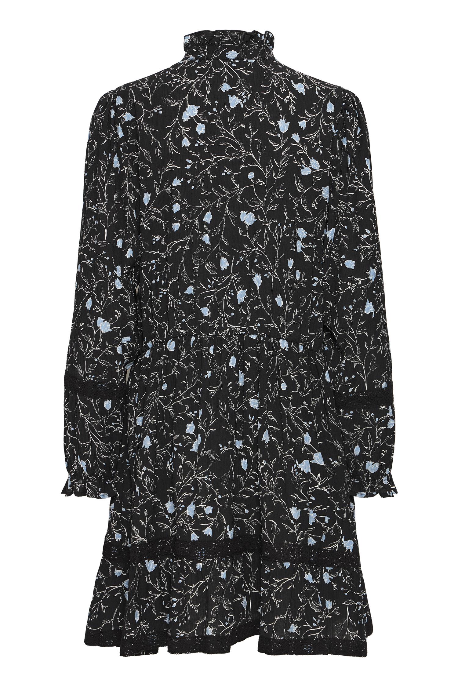 Pzkalulla Dress Black Blue Flower Print