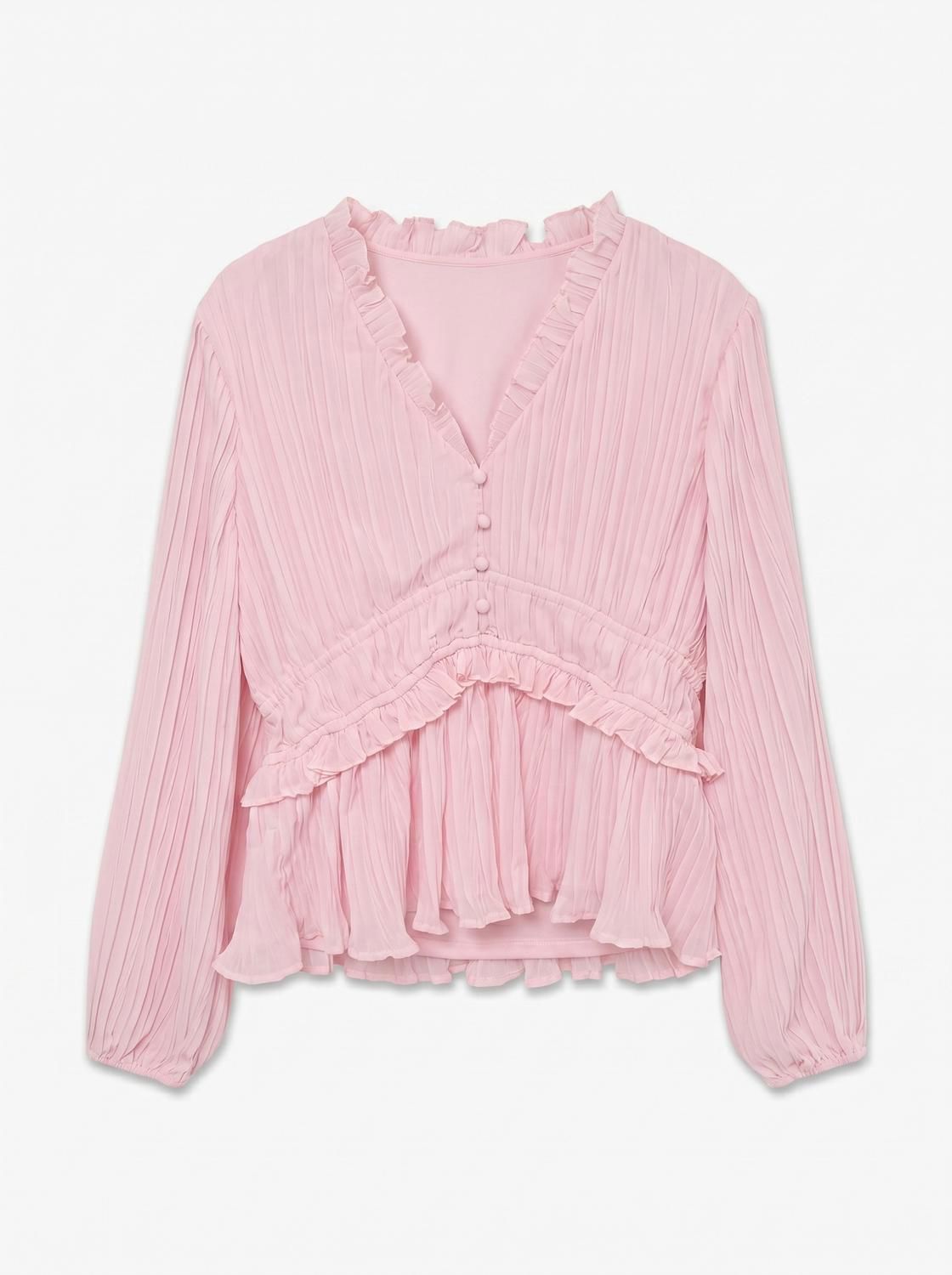 Vmdora Ls Detail Plisse Top Wvn Exp Rosa