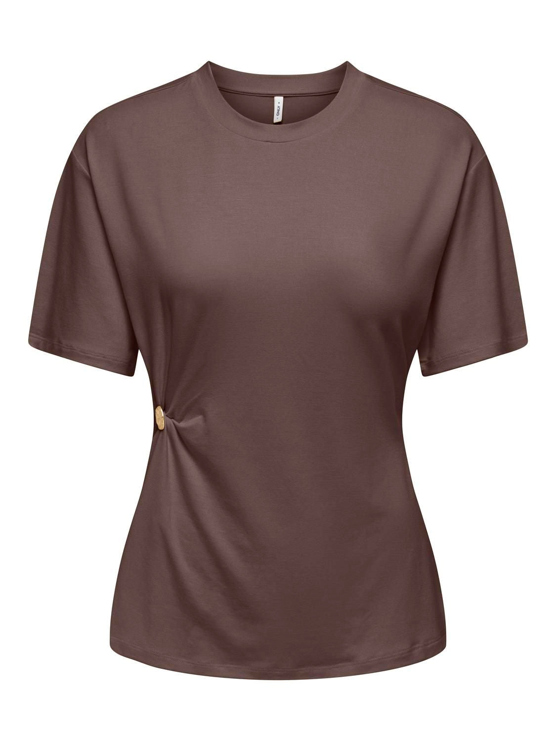 Onlceline S/s Button Top Ff Jrs Brun