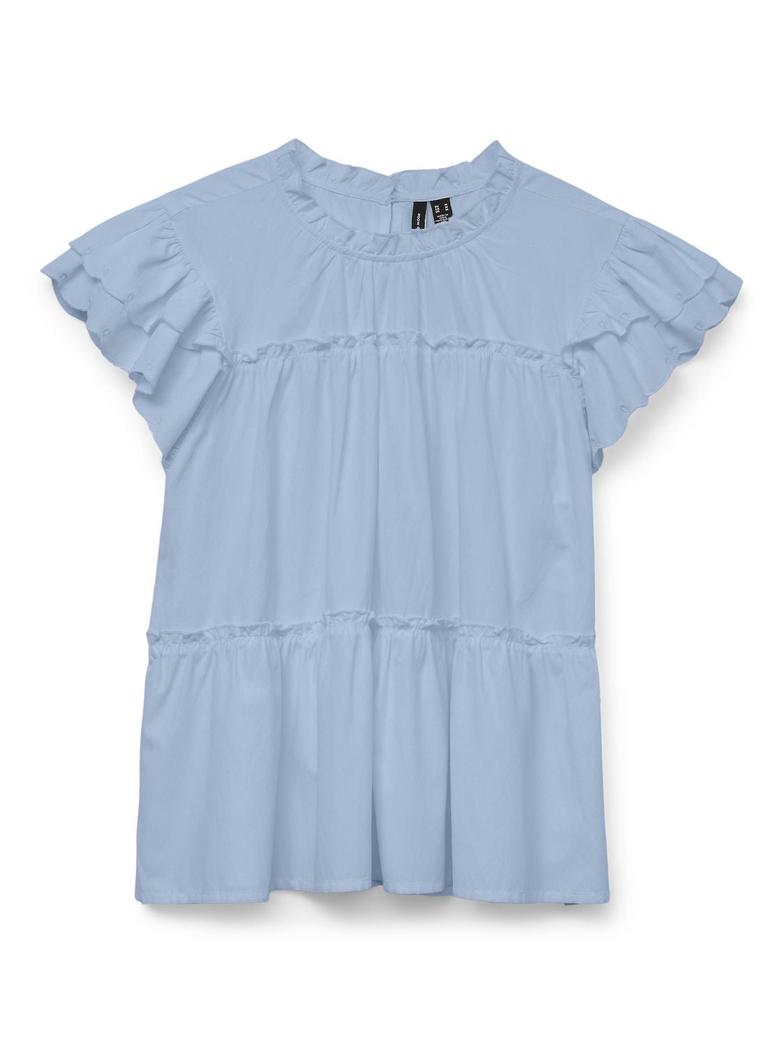 Vmisolde Sl O-Neck Frill Top Wvn Exp Sb2 Blå