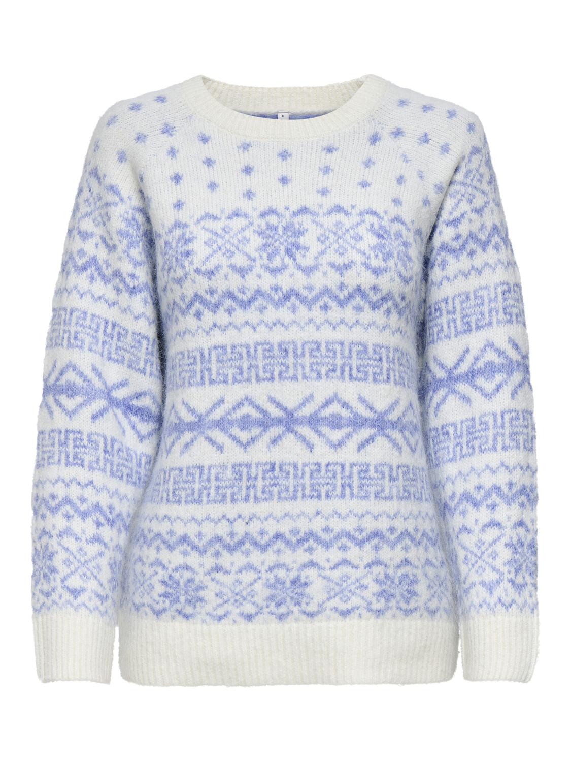 Onlxmas Nordic Ls O-Neck Knt Hvit