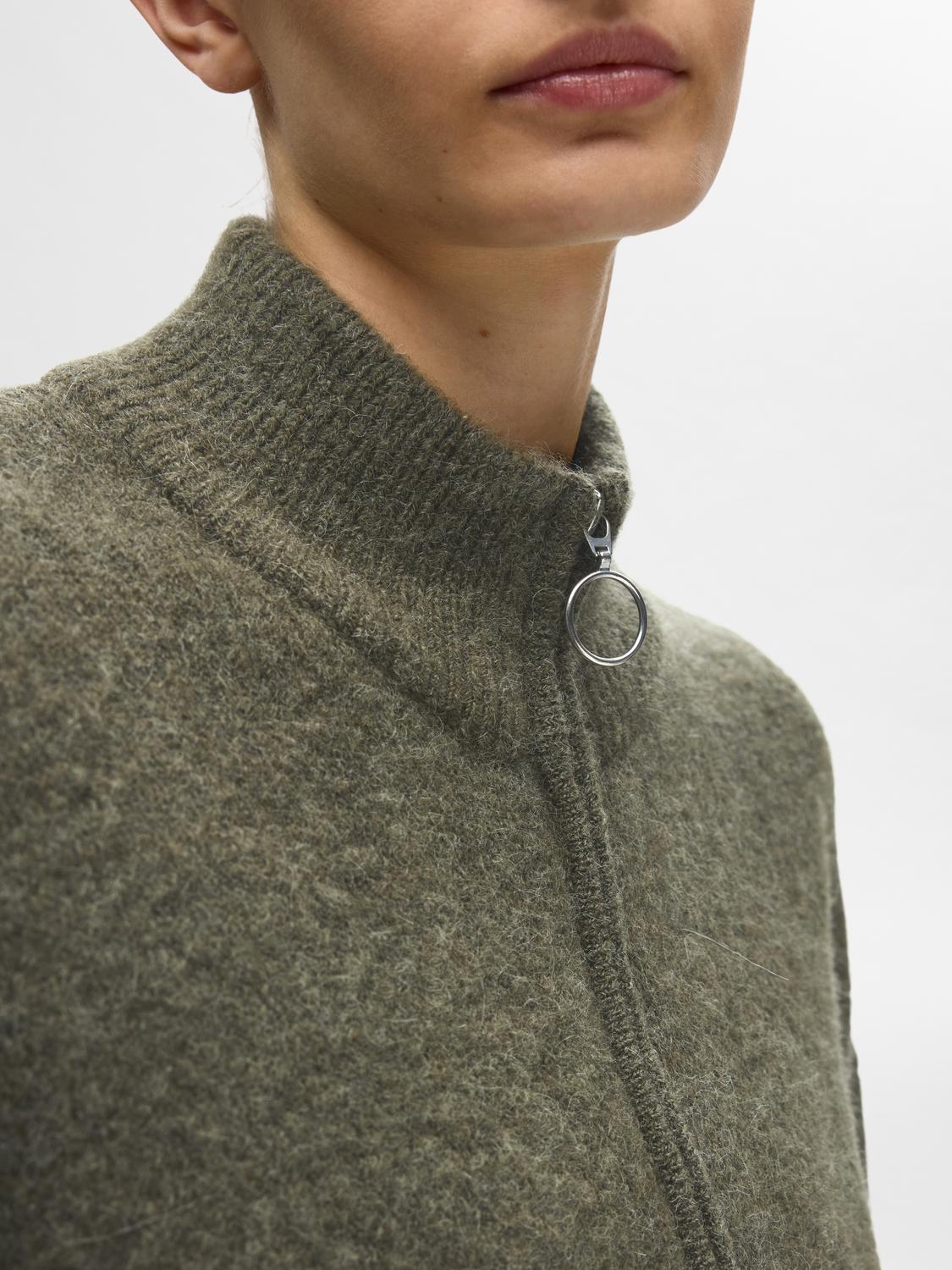 SLFSIA RAS LS KNIT ZIPPER CARDIGAN Grønn