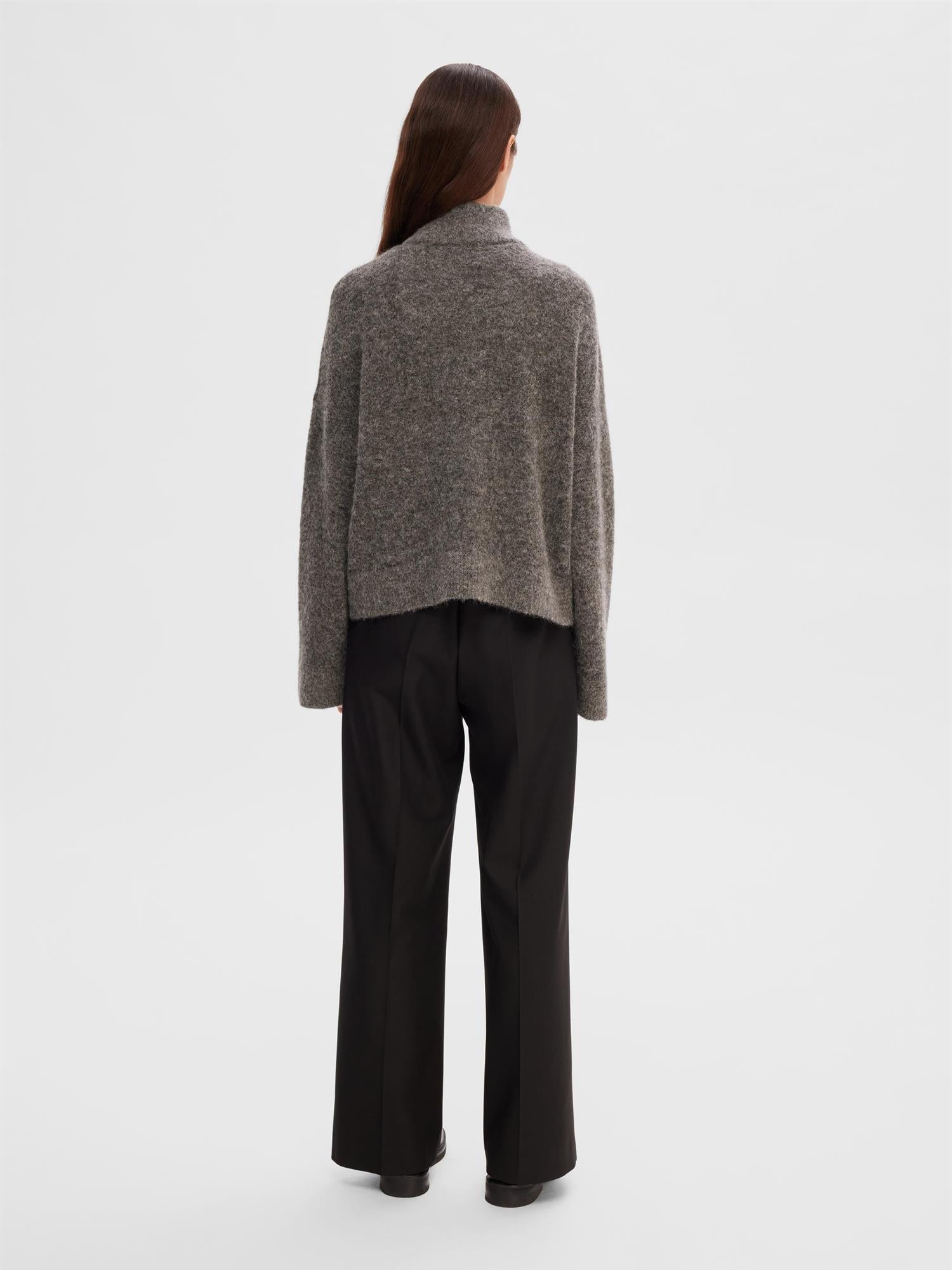 SLFSIA RAS LS KNIT ZIPPER CARDIGAN Mellomgrå