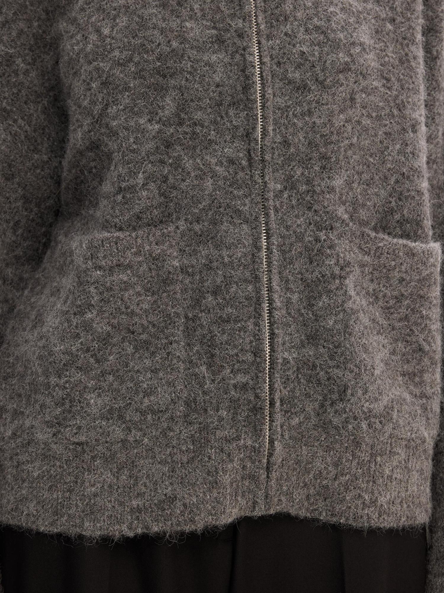 SLFSIA RAS LS KNIT ZIPPER CARDIGAN Grå
