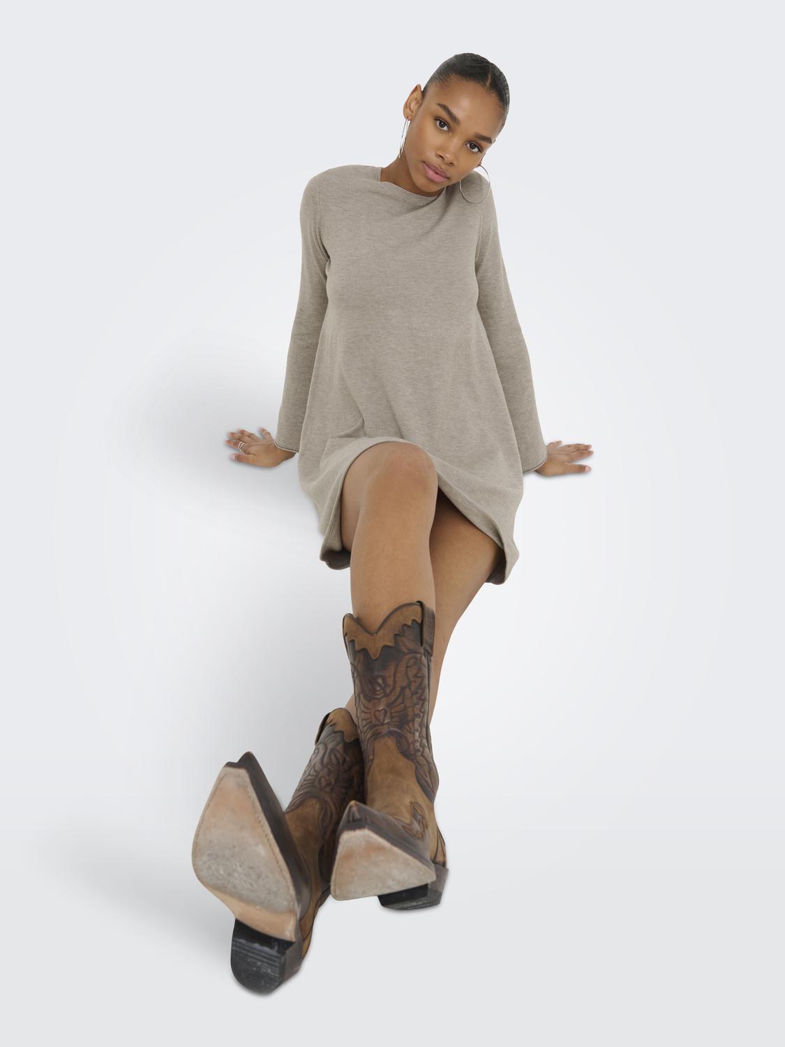 Onlamalio Life Ls Oneck Dress Knt Mellomgrå