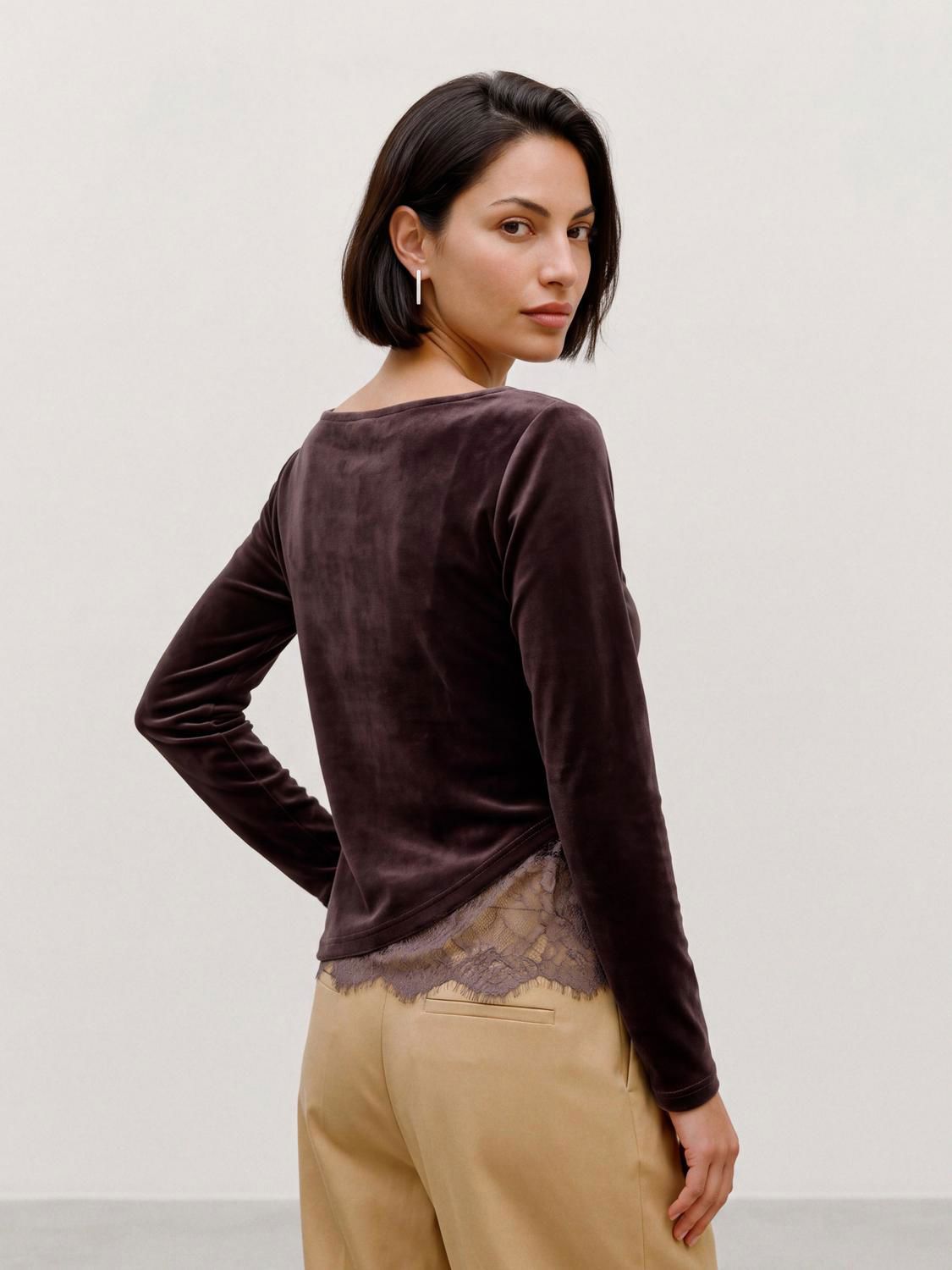 Vmrikke Ls Boatneck Lace Mix Top Jrs Brun