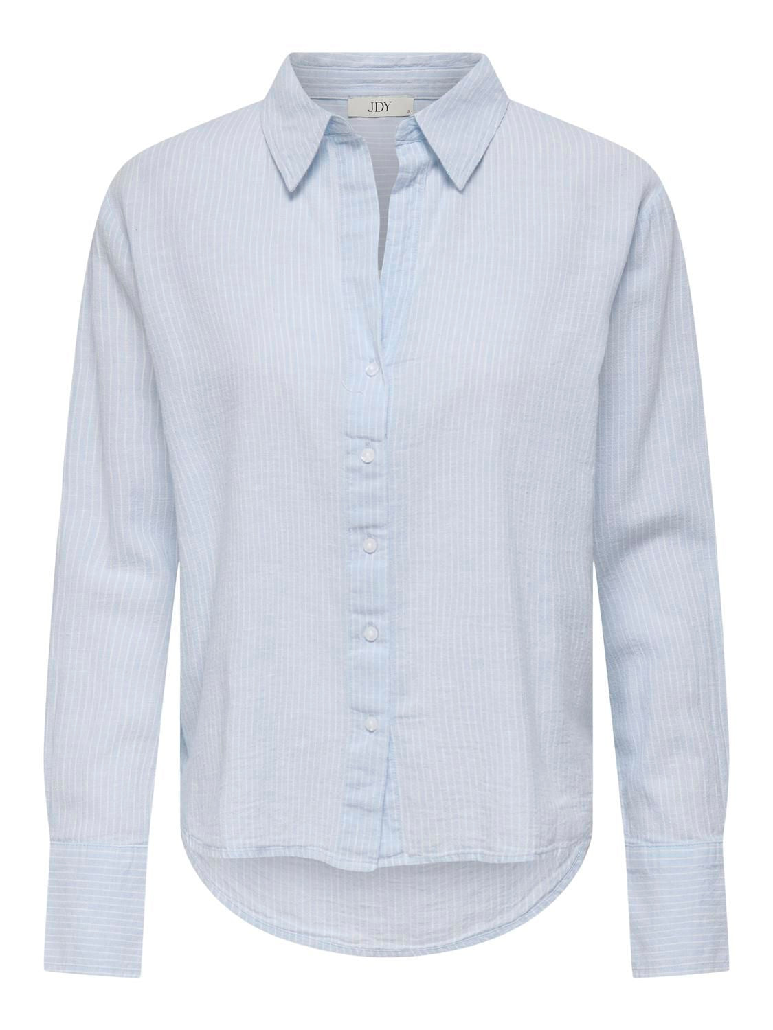 Jdymila L/s Loose Linen Shirt Wvn Dia Blå