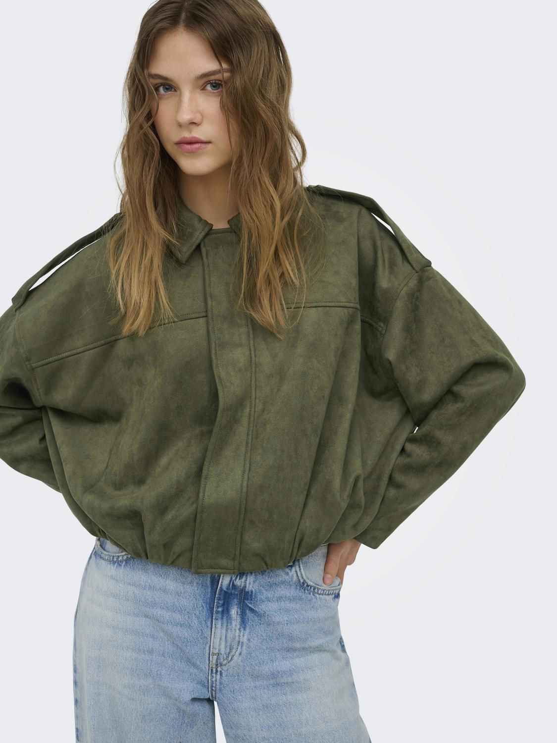 Onlmoon-Stina Faux Suede Bomber Pnt Noos Grønn